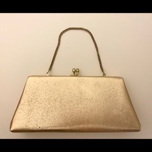 Vintage 1950’s gold lamé clutch handbag